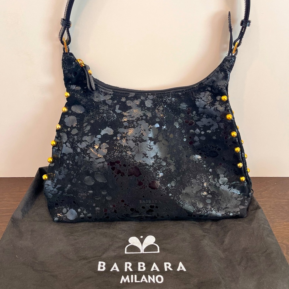 BARBARA MILANO Black Handbag with Gold Accents